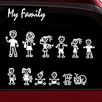 Vista 1 de TOTOMO 13 Pegatinas de Figuras de Palo para Auto de Mi Familia (Estilo #1) con Pegatina de Familia de Mascotas Perro Gato para Ventanas y Parachoques