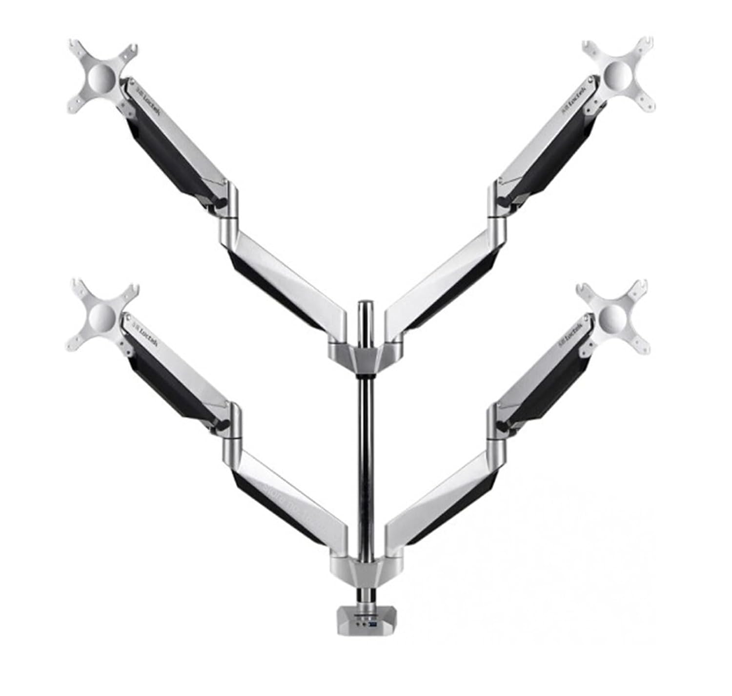 Quad-arm Desk Monitor Mount 10-24 Monitor Holder Mount Gas Spring Arm Bracket with Mic Audio USB Ports D7Q