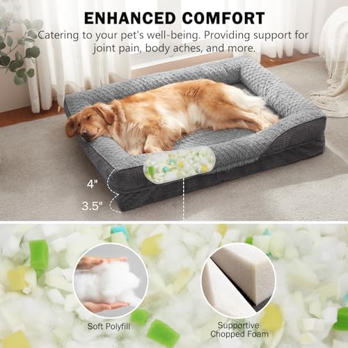 FURTIME Extra Large Dog Bed Orthopedic Dog Bed XL for 90lbs Dogs - 7.5" Memory Foam Mattress, Waterproof & Washable Dark Cover, Veterinarian Recommended Bed for Arthritis & Bone Health, 107x81x19cm - Image 5