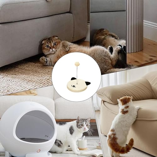 Griffoir en sisal naturel pour chat avec jouet interactif