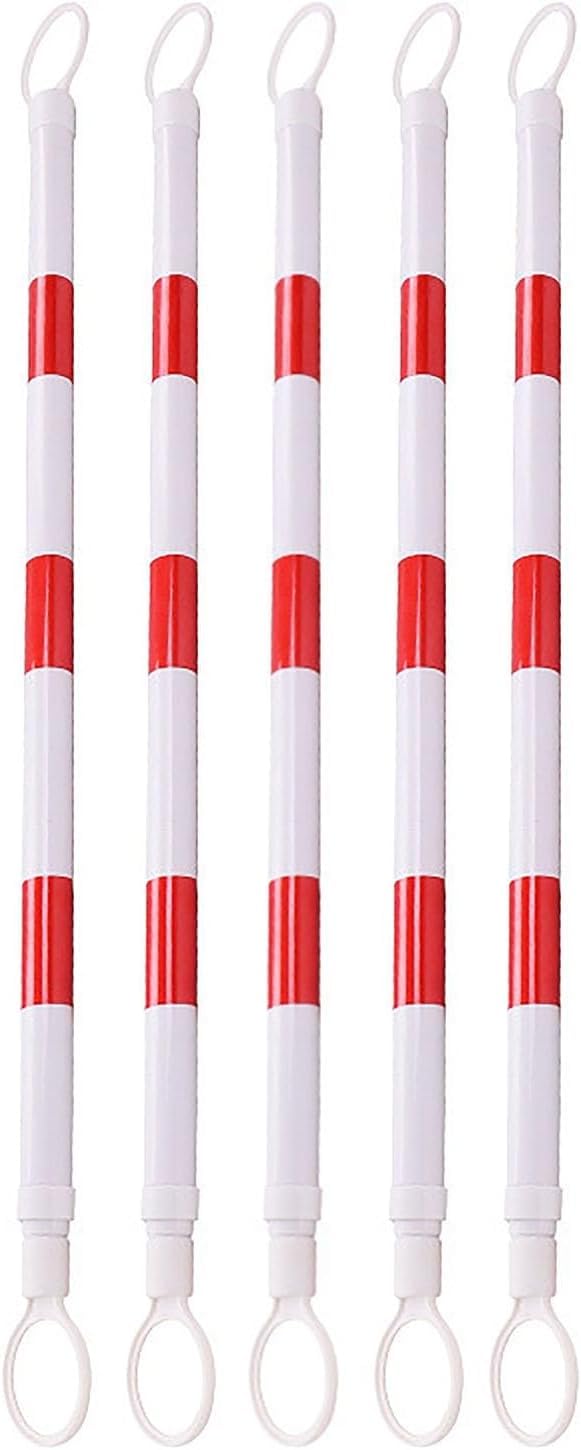 IUokLU 5-Piece Retractable Traffic Cone Bars - Red Barricade Poles for Sidewalk Dividers, Traffic Control, Safety Barriers, Outdoor Event Crowd Management