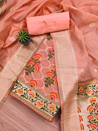 Image of Pandadi Women's Cotton Jacquard Unstitched Salwar Suit Dress Material