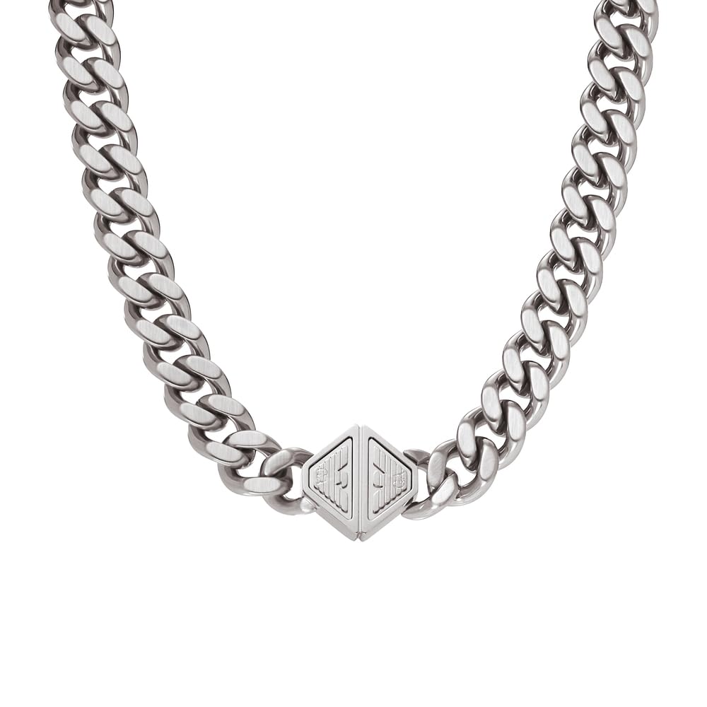Emporio Armani Collana a catena da uomo in acciaio inossidabile con chiusura a moschettone