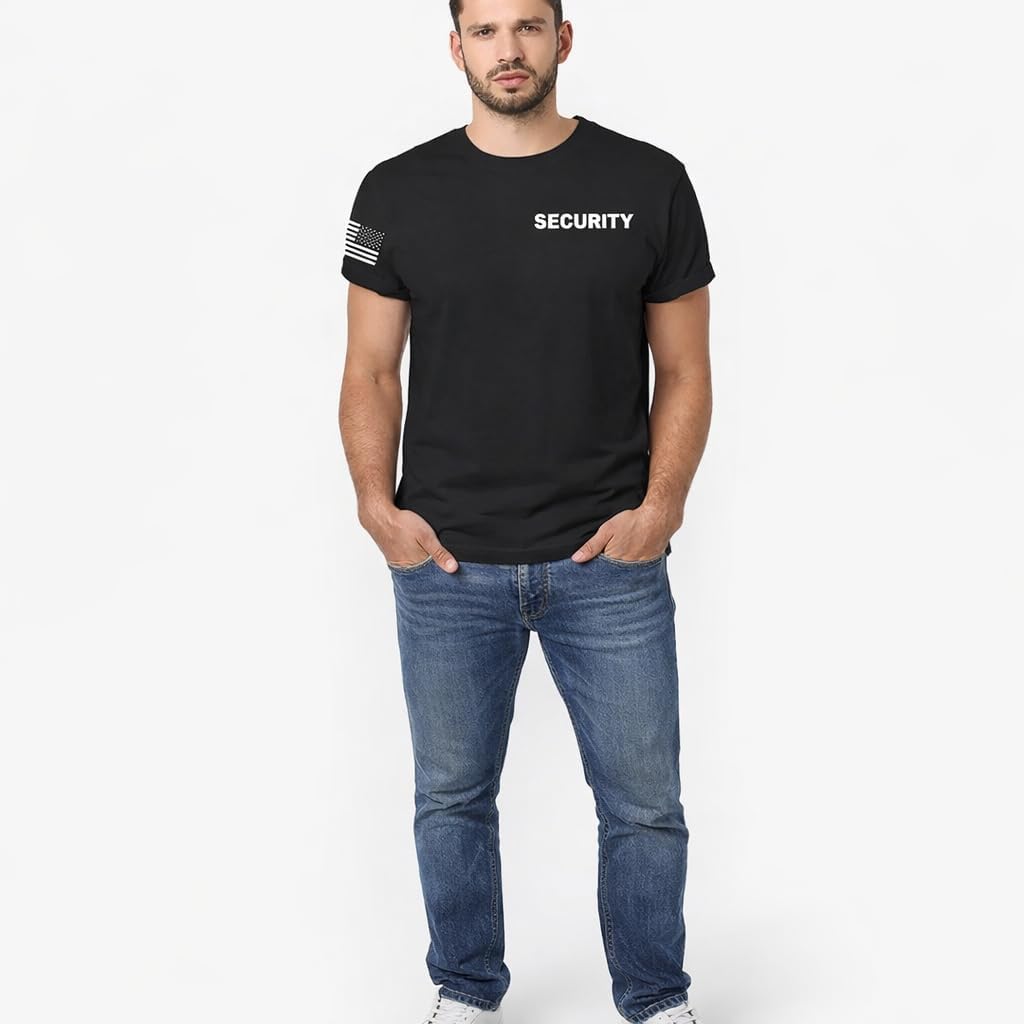 Veracco Security Guard Shirt for Men – Event Staff Uniform T-Shirt with USA Flag Sleeve – Bouncer & Club Security Costume - Image 7