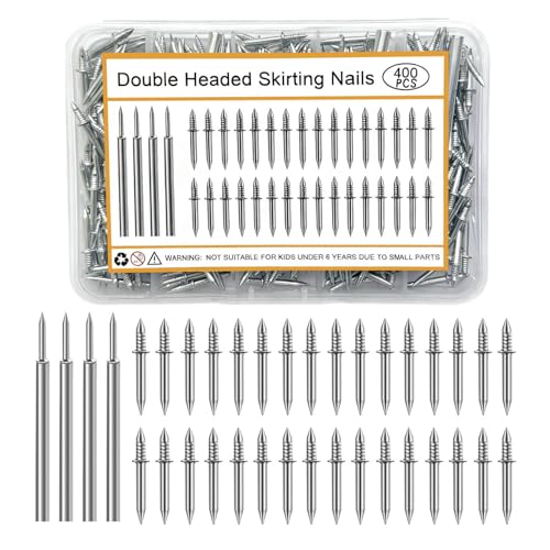 400 Pcs Double Headed Skirting Nails With 4 Pcs Fixing Sleeve Tools - Invisible Seamless Installation Kit For Baseboards, Trim & Interior Decoration​