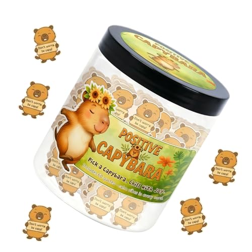 Generico Tarro de la Calma con Capibara Positivo | Regalo de Corazón | 60 Cartas con Afirmaciones Positivas Del Capibara - Para Padres Vecinos de Casa Parejas Navidades Cumpleaños Casa