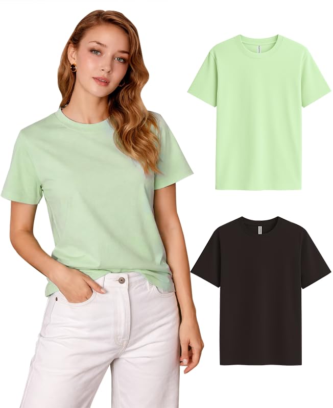 Image of SLEEPY NUTS Women's Plain Round Neck Regular Fit Half Sleeve Cotton T Shirt