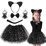 Dawumin Disfraz de gato para niños, disfraz de gato y niña, juego de disfraz para niños, disfraz infantil, juego de cosplay para Halloween, carnaval, cosplay, fiestas (b)