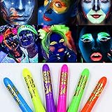 Glow in The Dark Face Paint Crayons, UV Body Black Light Glow Makeup Sticks Paint for Mardi Gras Halloween Masquerades