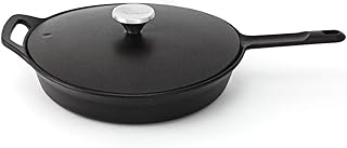 HearthStone Cookware - Padella Pearl in ghisa smaltata con coperchio, nero satinato, 26 cm, per tutte le superfici, inclusa induzione e forno.