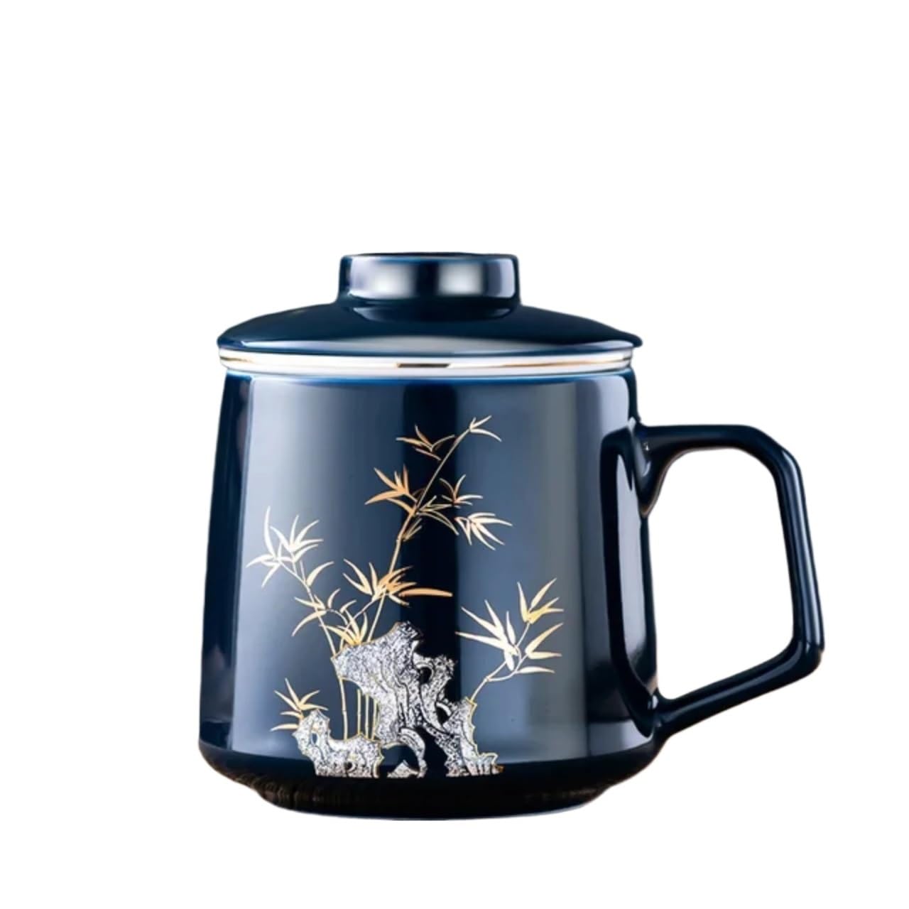 Tasse avec Couvercle Tasse à thé de 400 ML avec Filtre à thé en céramique Tasse à thé infuseur(B)