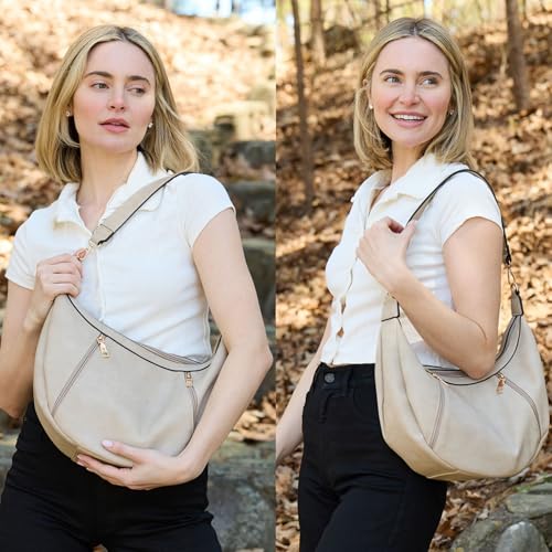 Slouchy Shoulder Bag for Women Vegan Leather Crossbody Purse Ladies Hobo Handbag with 2 Straps2