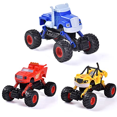 SZJYMY Big -Foot Monster Truck Toy Blaze and The Monster Machines Trucks Neon Wheels 3 Paquete de vehículos fundidos por más de 3 años