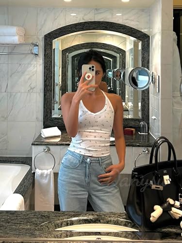 Image of Danysu V Neck Racer Back Tank Top for Women Padded Ribbed Long Tank Fitted Basic Cami Tops