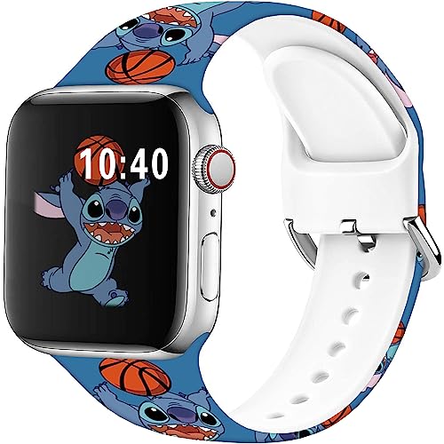 Hepsun Compatible with Apple Watch Band Stitch Basketball 42mm 44mm 45mm/Ultra 49mm,Soft Silicone Sport Fancy Strap Compatible with iWatch Series SE 9 8 7 6 5 4 3 2 1 Kids Men Women