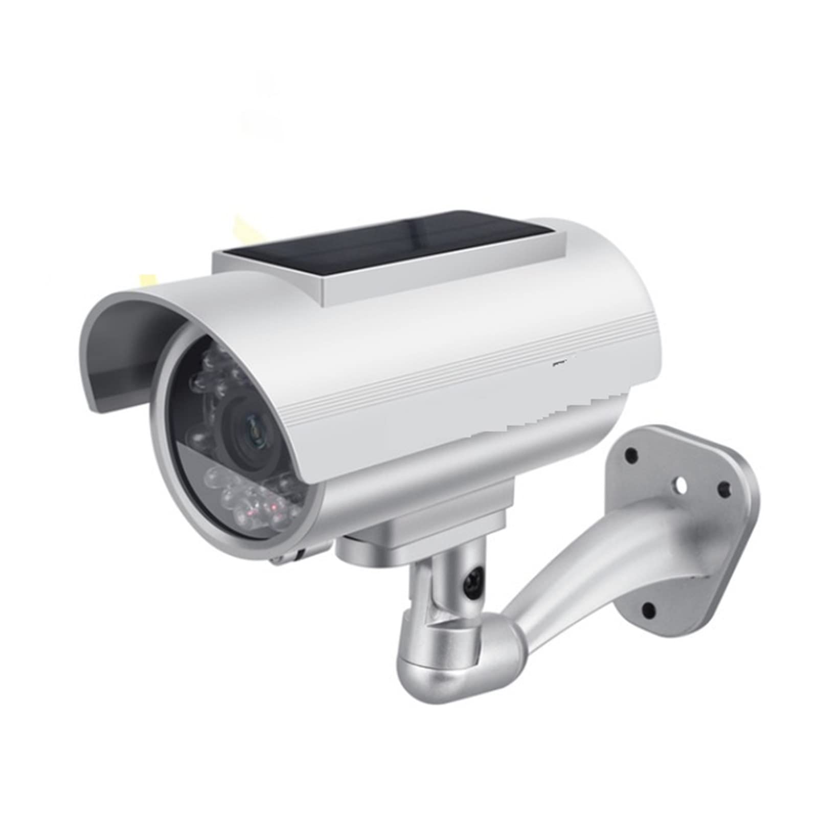 Caméra de sécurité Solaire extérieure Fausse caméra Solaire extérieure CCTV Surveillance Simulation caméra factice Protection de sécurité à Domicile Balle avec lumière LED Clignotante (Argent
