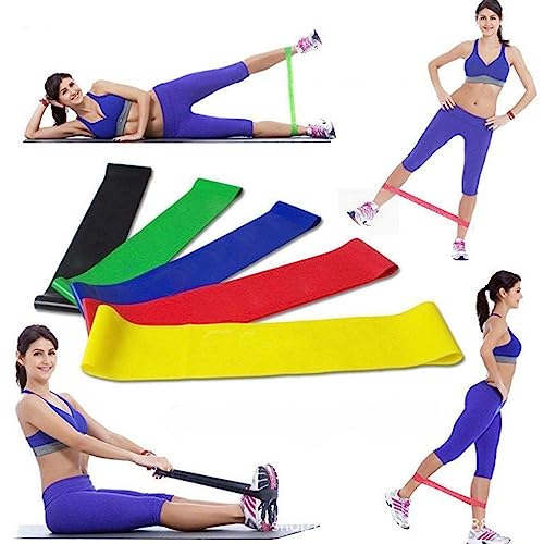 Kit 5 Faixas Elasticos Elasticas Academia Musculação Yoga Pilates Fitness Mini Band Exercicios em Ca