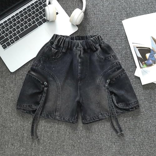 Boys Jeans Shorts Elastic Waist Kids Baggy Cargo Shorts Denim Pockets Wide Leg High Waisted Ripped Aesthetic Hip Hop2