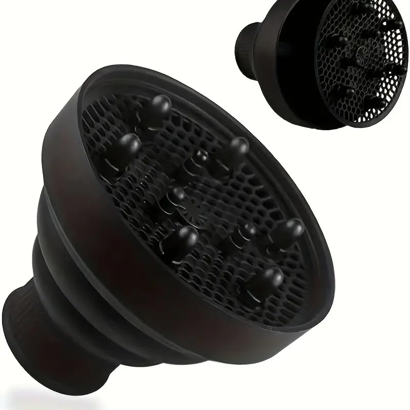 IMAXWAVE Difusor de Pelo Plegable Universal para Secador | Mejora Rizos y Ondas Naturales, Reduce Encrespamiento y Añade Volumen | Accesorio Portátil para Cabello Rizado u Ondulado - Negro