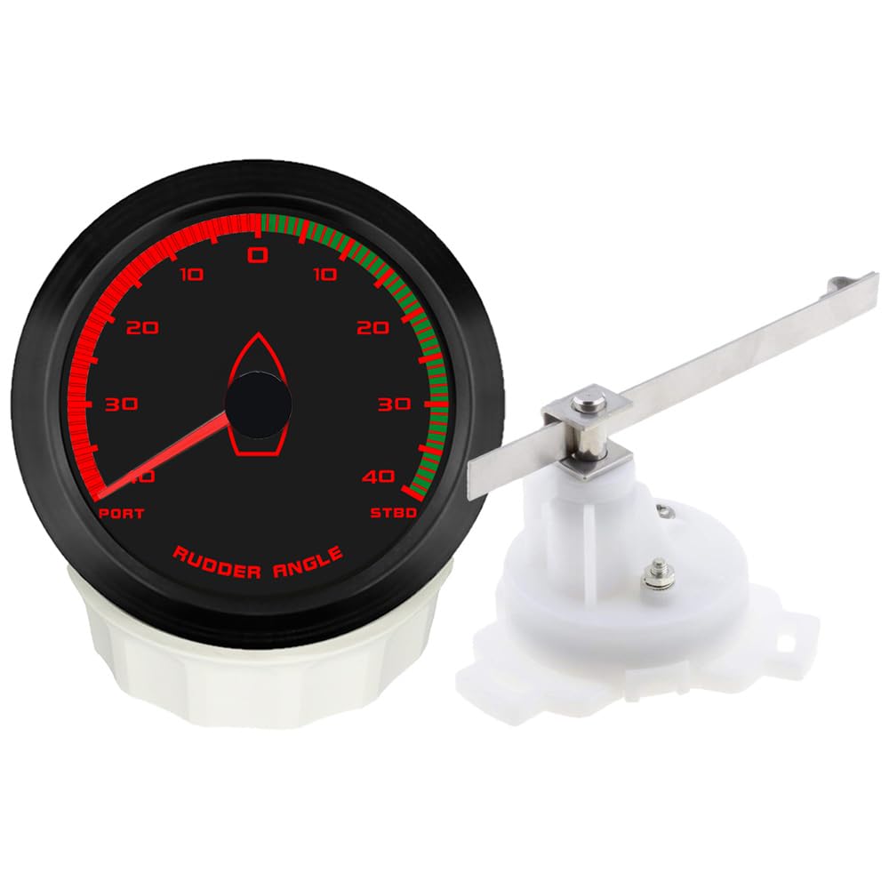 ELING 85 mm Ruderwinkelmessgerät, Anzeigemessgerät 0–190 Ohm mit passendem Sensor für Seeschiffe Yachten mit Hintergrundbeleuchtung 12 V 24 V
