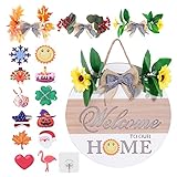 Interchangeable Welcome Home Sign for Front Door Decor, Seasonal Farmhouse Front Porch Door Decor, W
