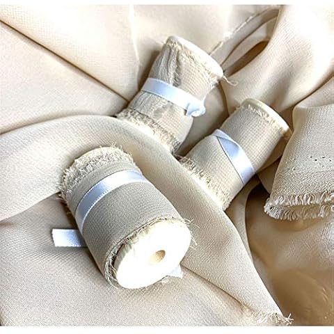 Gbrand 1 Piece Chiffon Silk-Like Ribbon Without Spool 1.4×1.6 Yard Handmade Ribbon for Weddings and Gift Wrapping Decorations(#1 Light Tan) Cover