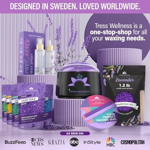 Image of Tress Wellness Wax Beads - Safe for Skin - Dermatologically Tested - At-Home Kit for Bikini, Lavender 2 x 1.2lb, 2 pack