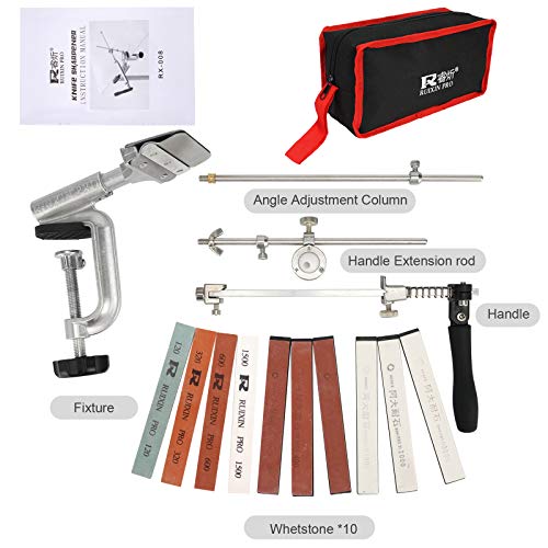 Knife Sharpener Professional Stainless Steel Kitchen Chef Knife Sharpener Home Knife Sharpening Kit Abrasive Holding System Tools With 10 Whetstones