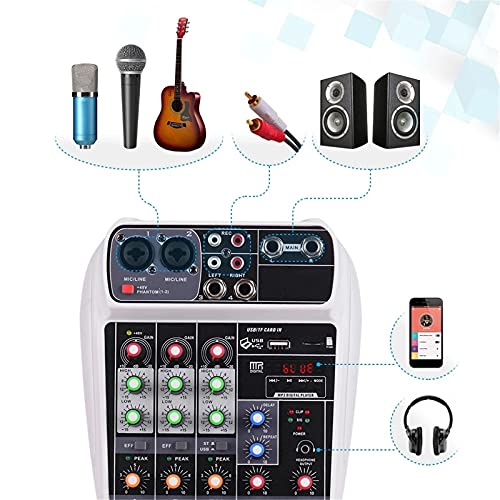 Audio-Mixer SoundCard Mixer Digitale Audio Mixer 4-kanaals BT MP3 USB-ingang + 48V Phantommacht Eenvoudige bewaking en… - Image 5