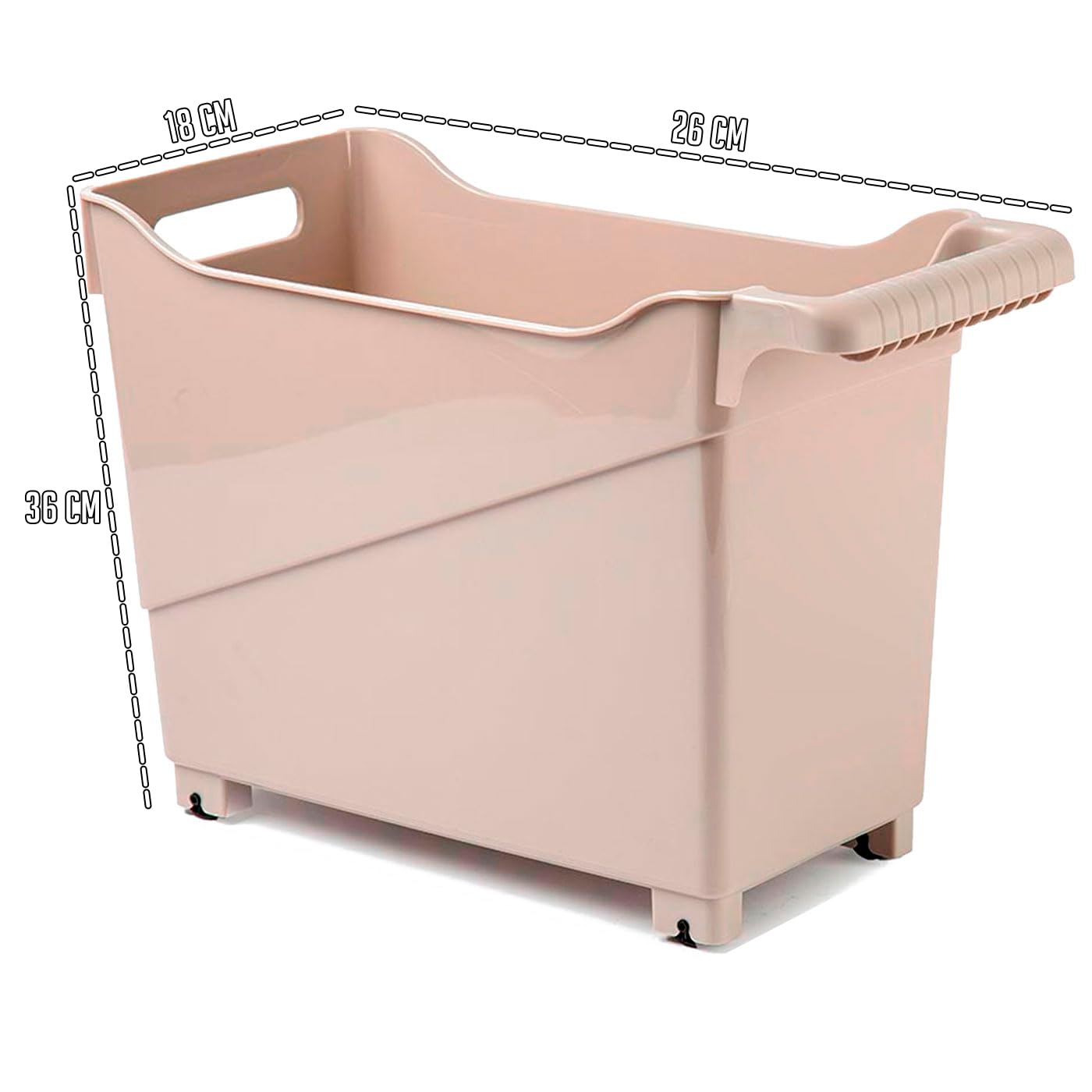Pack de 4 Carritos de plástico con Ruedas y Asa - Cesta Organizadora para Limpieza, Baño, Cocina - Marrón Topo