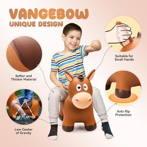Image of VangeBow Inflatable Horse for Toddlers from 1 to 3, Inflatable Toy for Children Aged 1 2 3 4 5 Years First Birthday Gift Soft Play Equipment for Indoor Outdoor