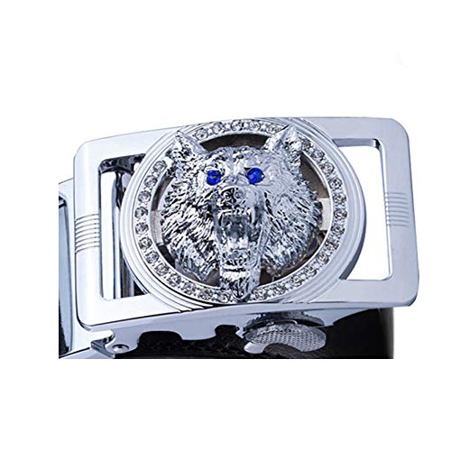 Luxury Wolf Head Buckle Belt Casual Genuine Leather Automatic Ratchet Buckle Easy Track Sliding Belt For Men4