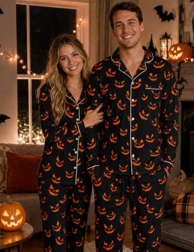 Image of RAISEVERN Couple Christmas Matching Pajamas Long Sleeve Pjs Set Sleepwear