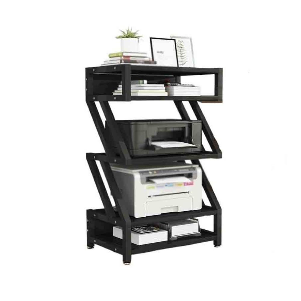 Soporte para impresora Estante de almacenamiento de oficina de diseño mínimo, gabinete de copia, soporte for impresora, estante de almacenamiento y techo de piso multicapa Mesa para impresora(Negro)