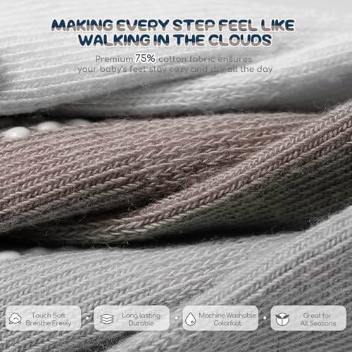 Baby Toddler Socks Grip Non Slip Boys Girls Cotton 12 Pack for Kids Ankle Cute Socks 6M-7Years4