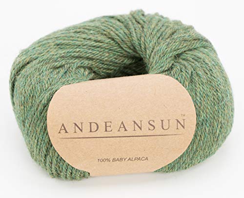 (Set Of 3 - Heather Color)100% Baby Alpaca Yarn Not Wool [328 Yards Total] Moss Green Heather, 3 Dk #TOP1