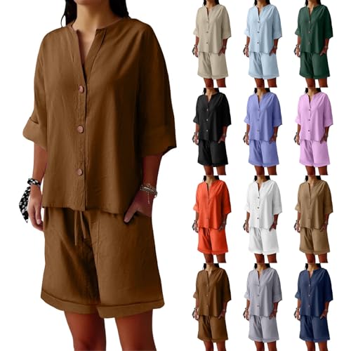 Ensemble en lin femme léger contre la chaleur avec pantalon large
