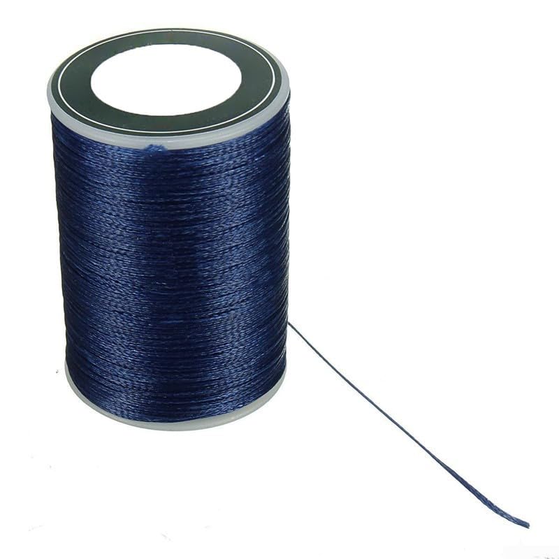 sourcing map Filo cerato, 280 metri, 0,8 mm, 150 D, in poliestere cerato, piatto, per cuoio, cucito, tessitura a mano, rilegatura di libri, decorazione domestica, grigio blu