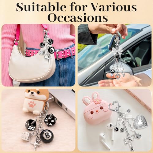 Image of Bag Charms for Handbag Cherry Strawberry Y2K Bow Keychain Cute Purse Charms Accessories for Women Tote Bag Fruit Charm