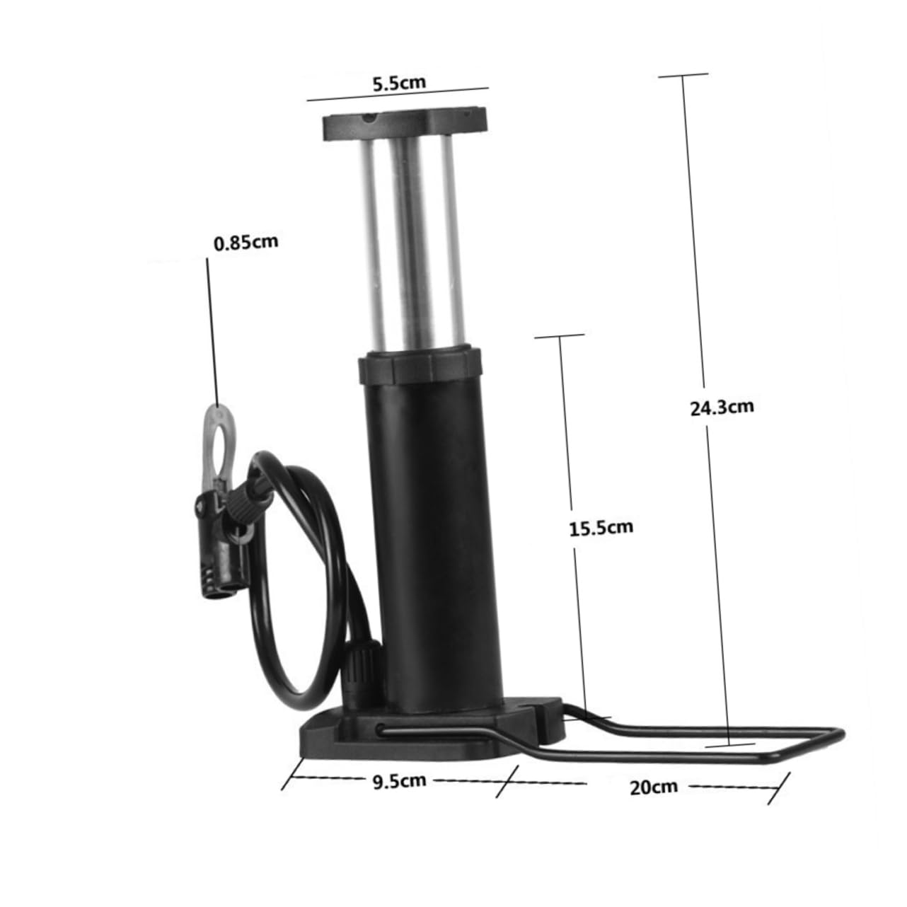 KICHOUSE 1Pc High Pressure Tire Floor Pump with Foot Pedal and Barometer Portable Inflator for Bikes and More Compact Design Easy to Use Black
