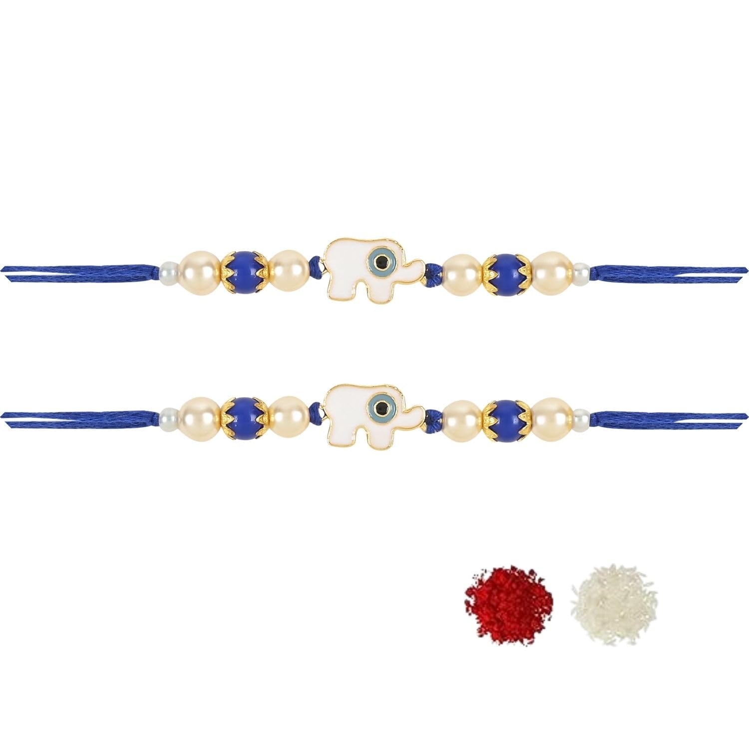 I Jewels Rakshabandhan White Elephant Enamel Evil Eye Rakhi Combo Set With Roli Chawal For Bhaiya/Brother/Bro/Men/Boys/Kids (R127-2) (B0CBKQDZ54) Amazon Price History, Amazon Price Tracker