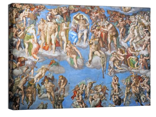 canvashop Quadro Michelangelo Giudizio Universale 70X50 Cm Stampa Su Tela Canvas Quadri Moderni Soggiorno Arte Sacra Riproduzione Artisti Famosi