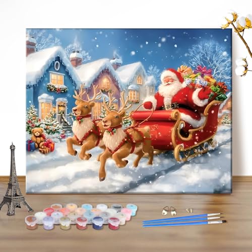 MEIYUDA Weihnachten Malen Nach Zahlen Erwachsene, Weihnachtsmann Paint...