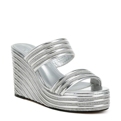Image of London Rag Metallic Faux Leather Wedge Sandals