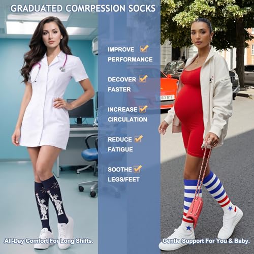 Image of Sooverki Compression Socks for Women and Men Circulation (3 /4 Pairs) is Best Support for Running Athletic Cycling Hiking