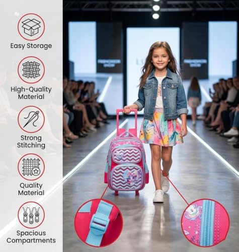 Image of ADSON 3D Embossed School Trolley Bag Large School Bag for Boy Girl, Kids School Bag, Travel Backpack for Girl Boy, Ideal for Children Trolley 16 Inch Water Resistant