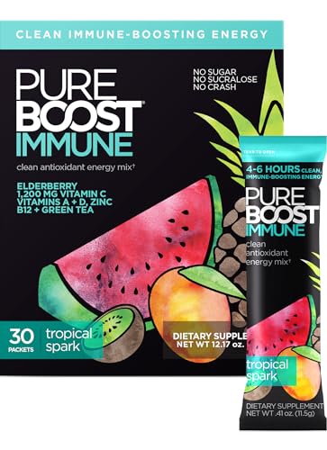 Image of Pureboost Sugar-Free Immune Clean Energy Booster Drink Mix, Tropical 30ct