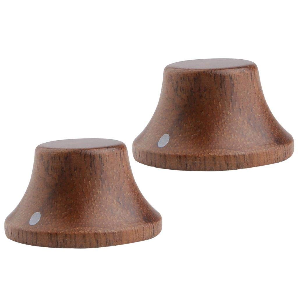 Dopro 4pcs Wood Knobs LP Strat Style Bell Knobs Wood Control Knobs Guitar Bass Top Hat Knobs with Indicator Walnut Wood Knobs - Image 3