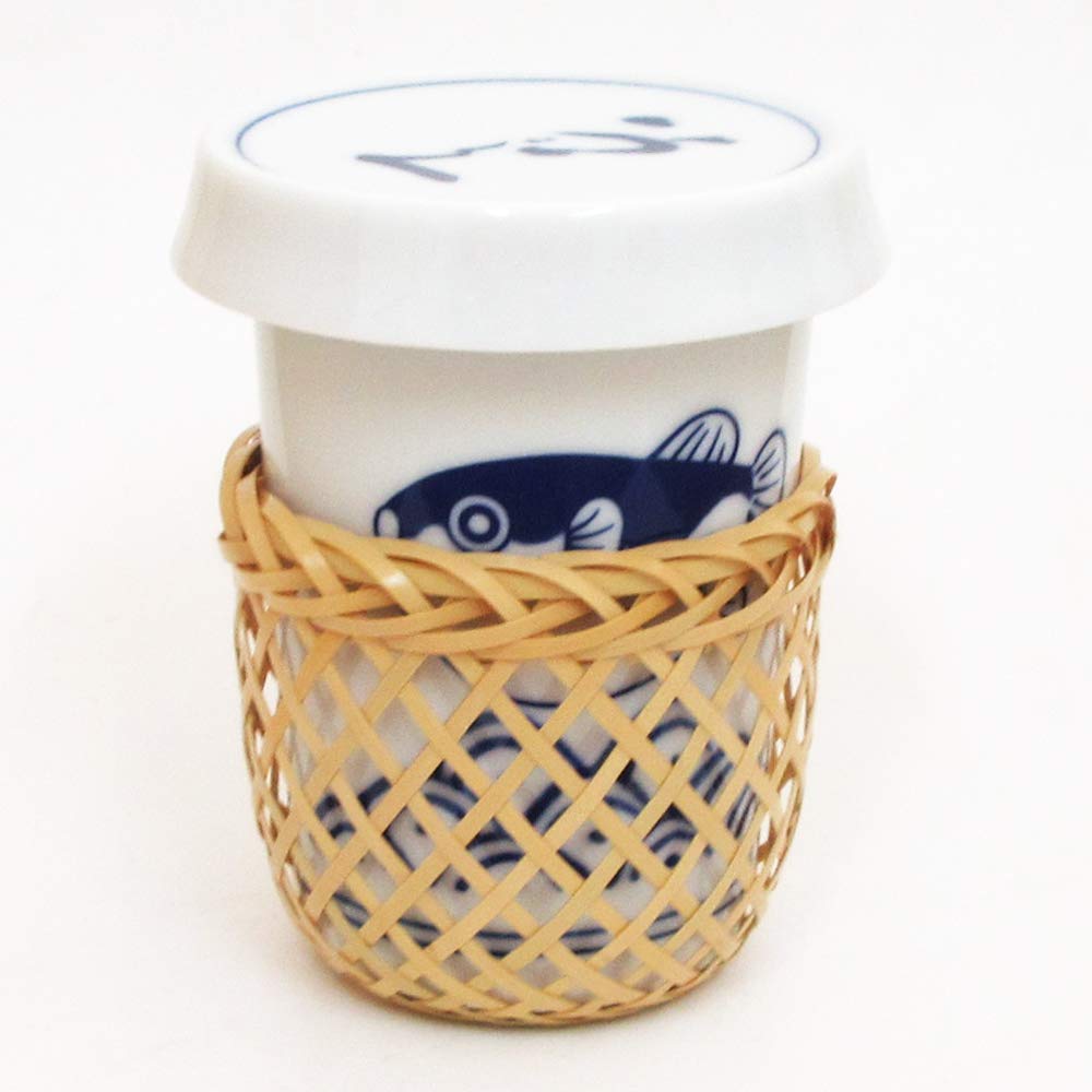 Amazon.co.jp: ひれ酒カップ 竹製ハカマ付き 180cc 波ふぐ ヒレ酒 美濃