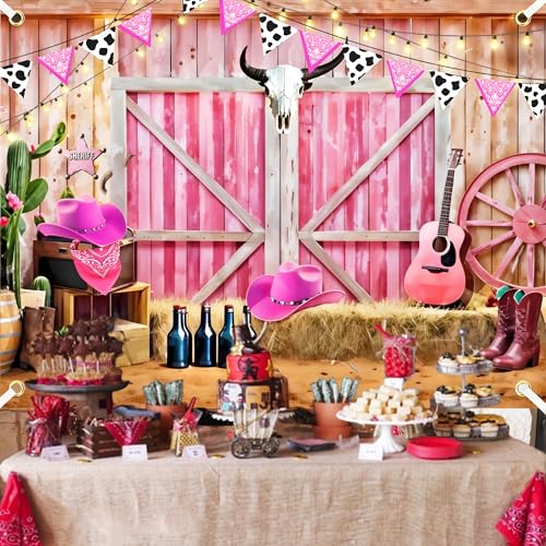 Fondo fotográfico Cowgirl 8x6 ft color rosa miniatura 5